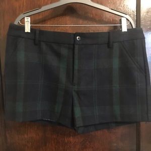 Gap navy and green plaid wool shorts